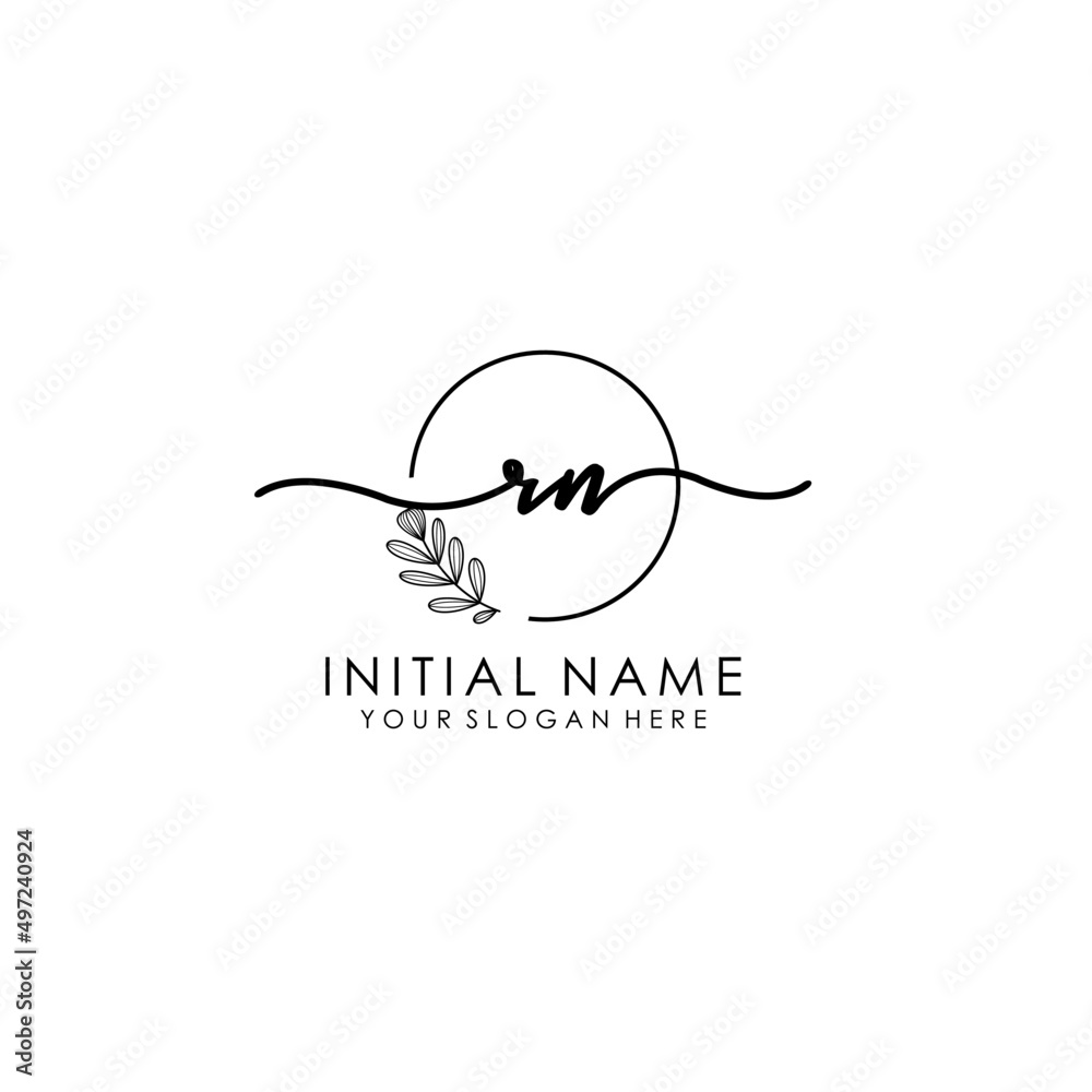 RN Luxury initial handwriting logo with flower template, logo for beauty, fashion, wedding, photography RN Luxury initial handwriting logo with flower template, logo for beauty, fashion, wedding, photography
