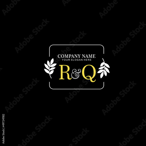 RQ Beauty vector initial logo art handwriting logo of initial signature, wedding, fashion, jewelry, boutique, floral
