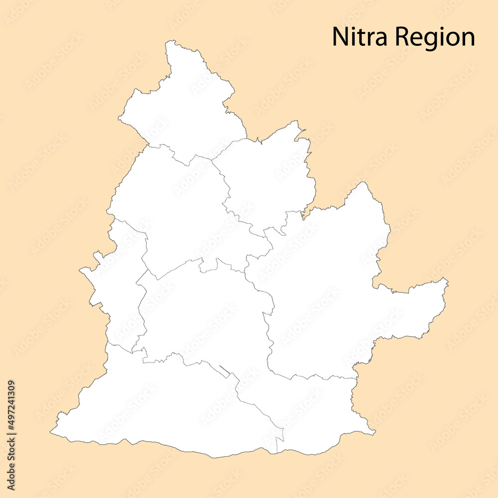 High Quality map of Nitra Region is a province of Slovakia