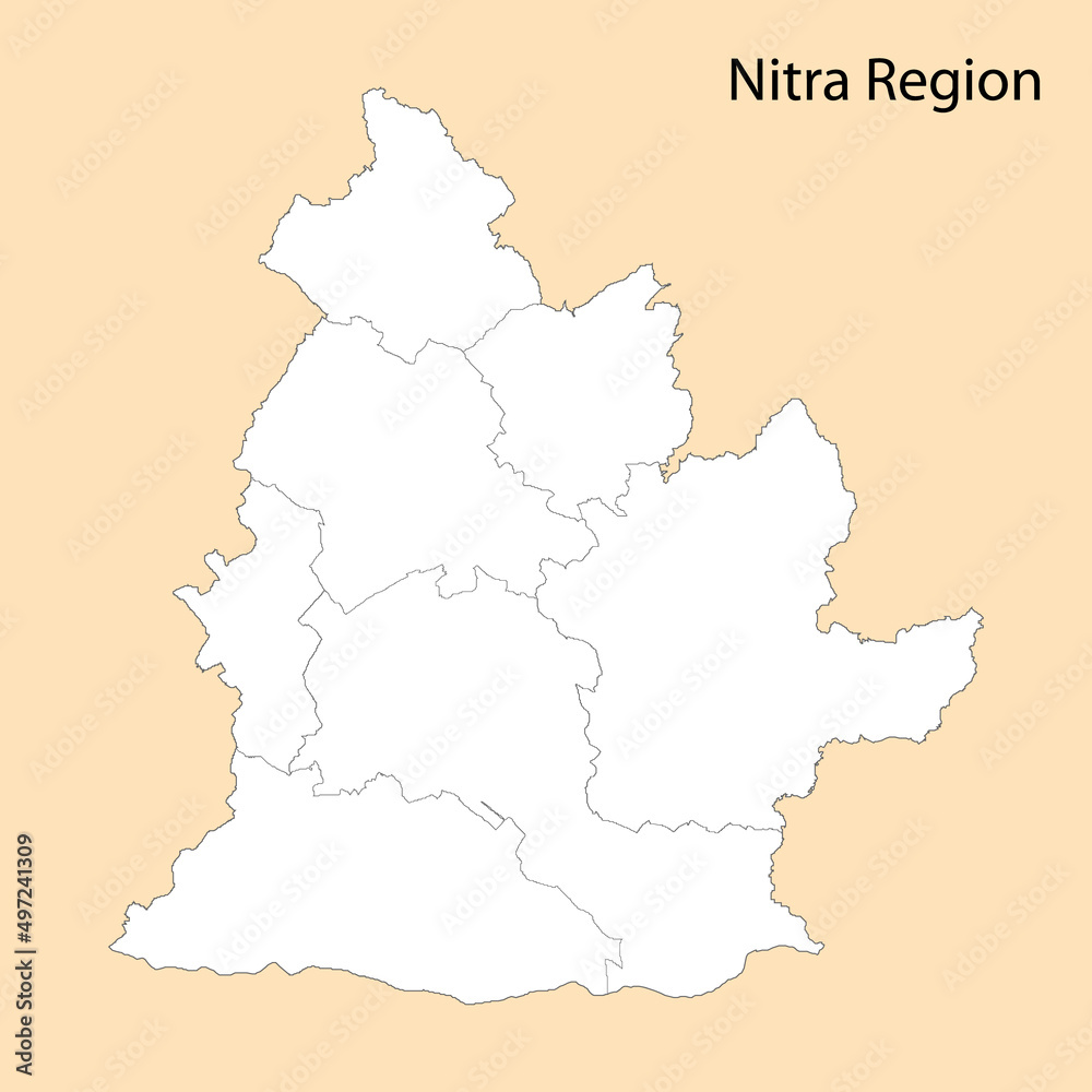 High Quality map of Nitra Region is a province of Slovakia High Quality map of Nitra Region is a province of Slovakia