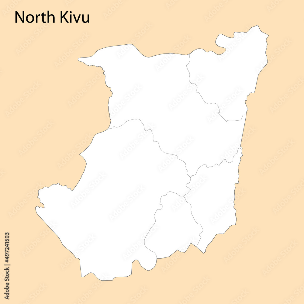 High Quality map of North Kivu is a region of DR Congo