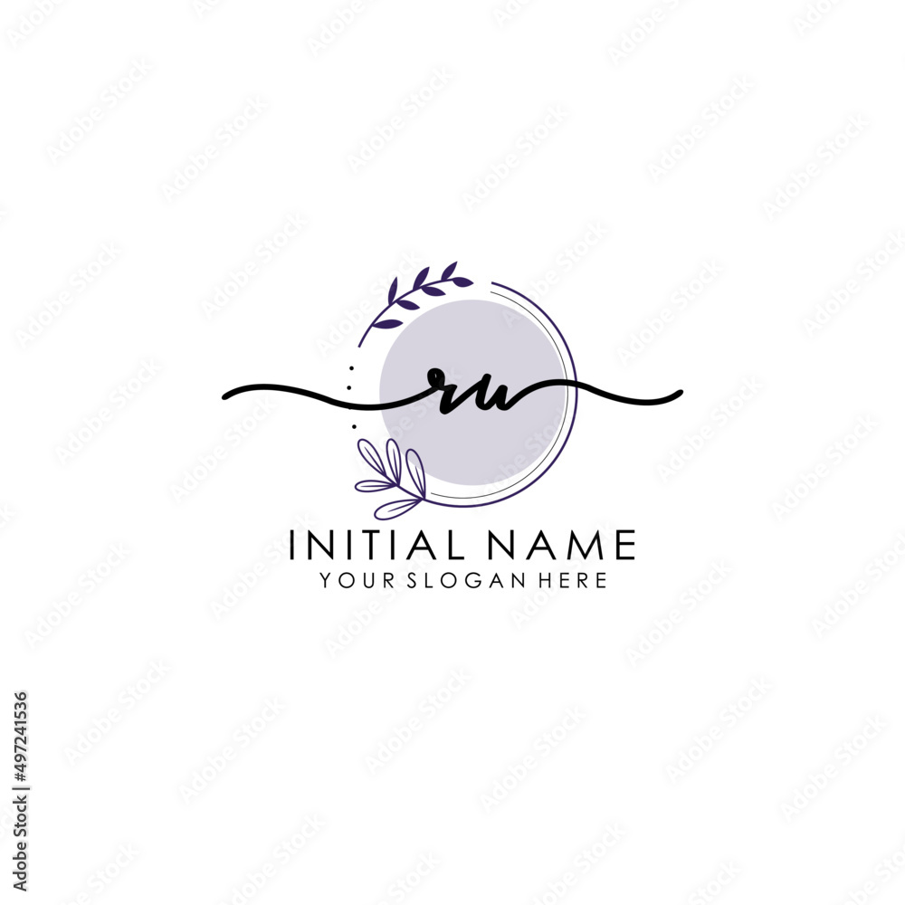 RU Luxury initial handwriting logo with flower template, logo for beauty, fashion, wedding, photography RU Luxury initial handwriting logo with flower template, logo for beauty, fashion, wedding, photography