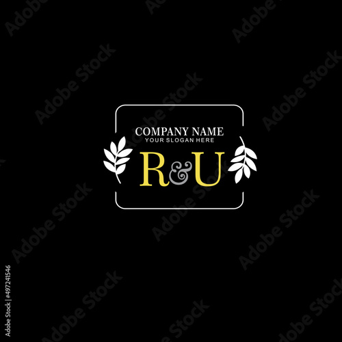 RU Beauty vector initial logo art handwriting logo of initial signature, wedding, fashion, jewelry, boutique, floral