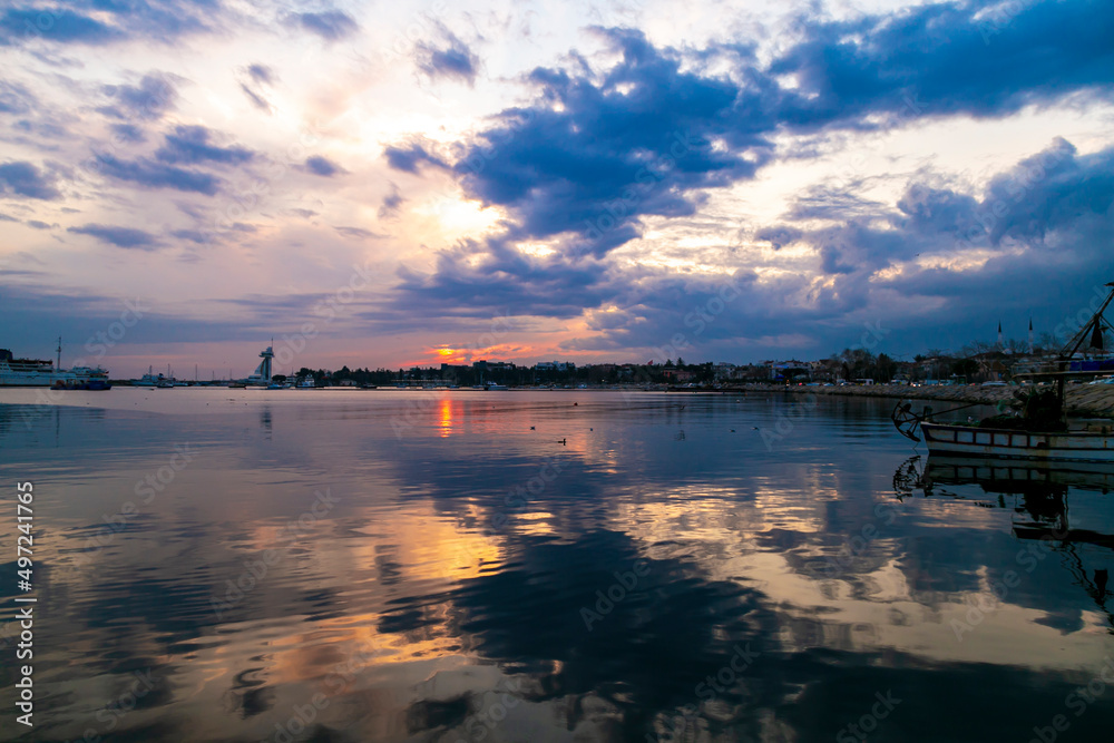 sunset over sea. amazing natural clouds sunset over sea. amazing natural clouds