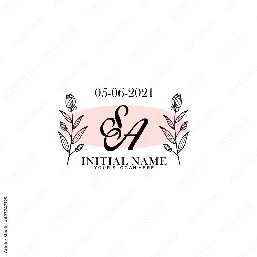 SA Initial letter handwriting and signature logo. Beauty vector initial logo .Fashion  boutique  floral and botanical