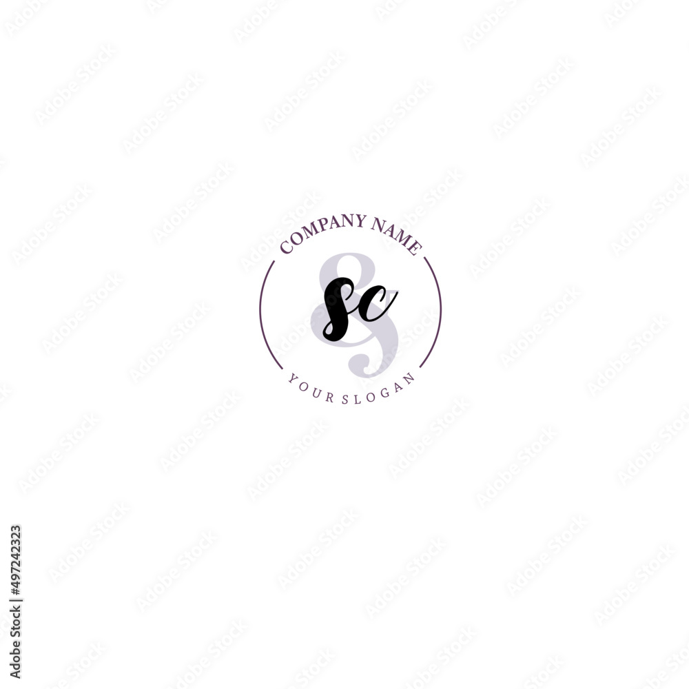 SC Initial letter handwriting and signature logo. Beauty vector initial logo .Fashion  boutique  floral and botanical