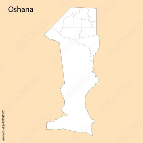 High Quality map of Oshana is a region of Namibia photo