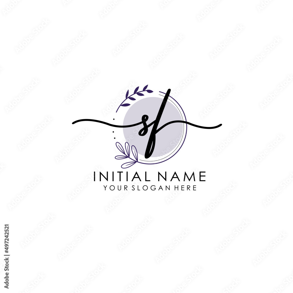 SF Luxury initial handwriting logo with flower template, logo for beauty, fashion, wedding, photography SF Luxury initial handwriting logo with flower template, logo for beauty, fashion, wedding, photography