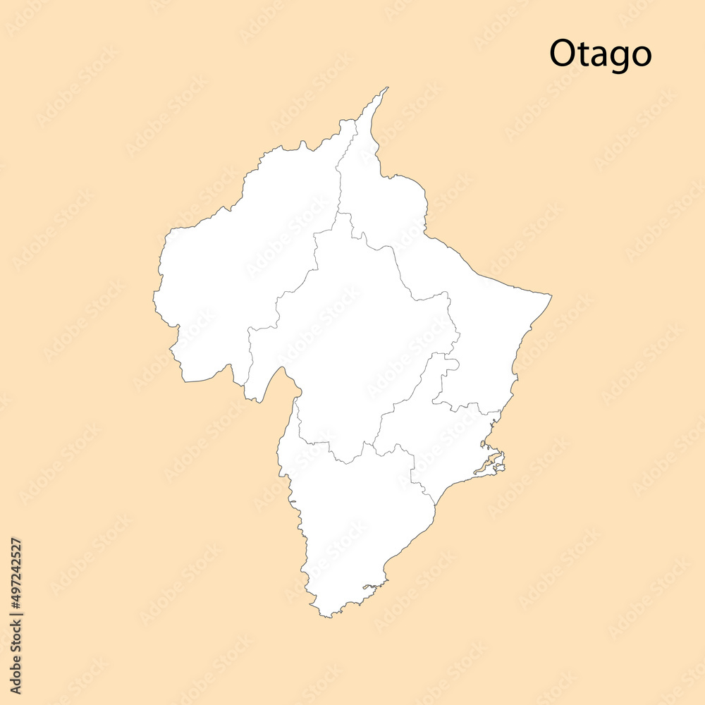 High Quality map of Otago is a region of New Zealand