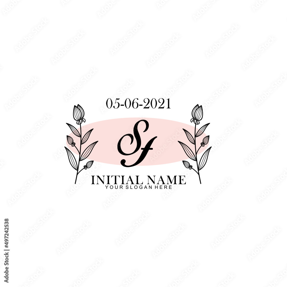SF Initial letter handwriting and signature logo. Beauty vector initial logo .Fashion  boutique  floral and botanical