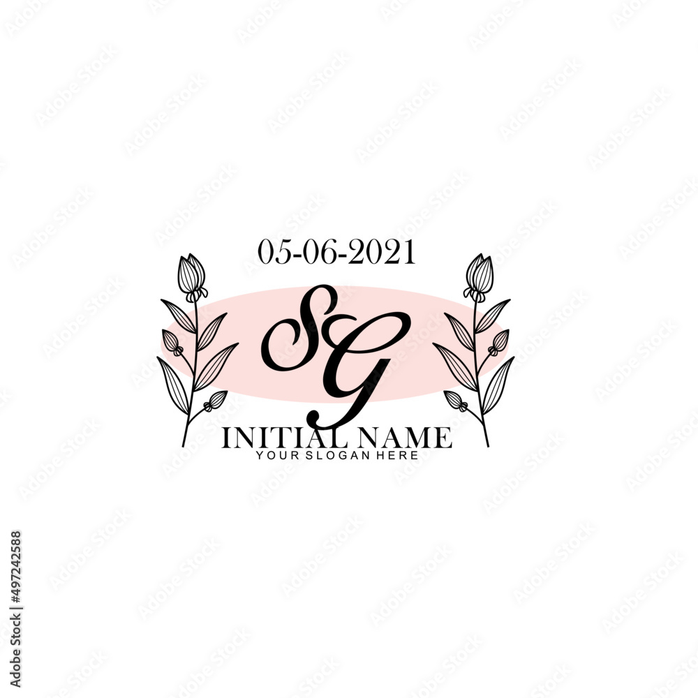SG Initial letter handwriting and signature logo. Beauty vector initial logo .Fashion  boutique  floral and botanical