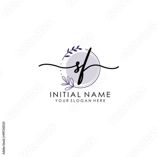 SF Luxury initial handwriting logo with flower template, logo for beauty, fashion, wedding, photography