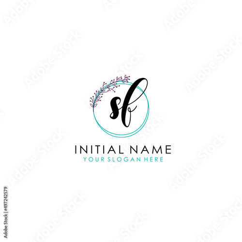 SF Initial letter handwriting and signature logo. Beauty vector initial logo .Fashion boutique floral and botanical
