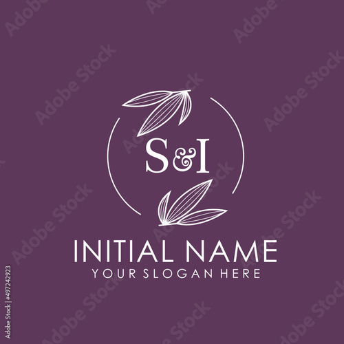 SI Beauty vector initial logo art handwriting logo of initial signature, wedding, fashion, jewelry, boutique, floral