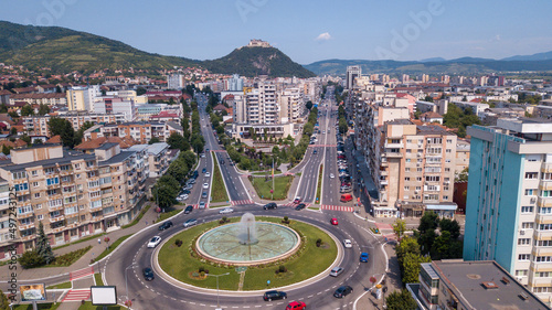 Aerial view of a square in the county of Hunedoara, Romania photo