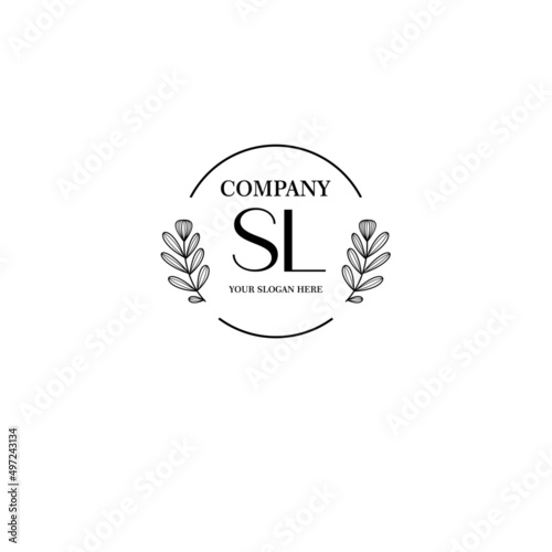 SL Beauty vector initial logo art handwriting logo of initial signature, wedding, fashion, jewelry, boutique, floral