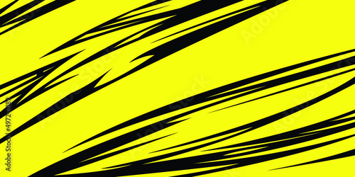 Abstract geometric sports background with yellow and black color. Racing line pattern graphic for extreme sport jersey team, vinyl wrap and decal.