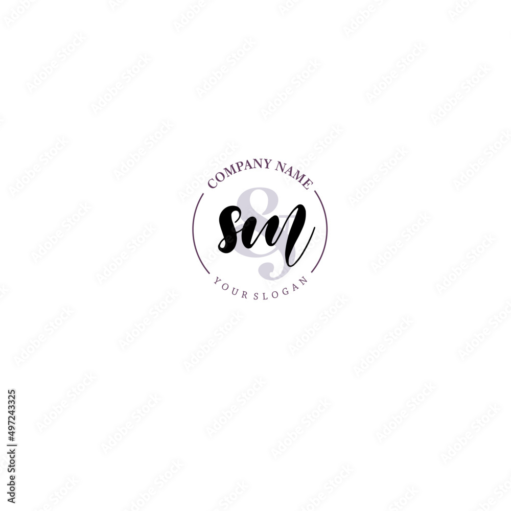 SM Initial letter handwriting and signature logo. Beauty vector initial logo .Fashion boutique floral and botanical SM Initial letter handwriting and signature logo. Beauty vector initial logo .Fashion boutique floral and botanical