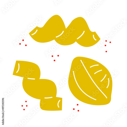 Pasta simple icons vector. Ingredients for cooking. Pasta, noodles, vegetables abstract still life illustration for your design. Minimalist art for logo, posters, wall art