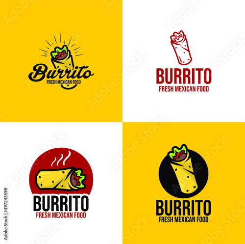 burrito logo, emblem, badge, patch object illustration stock vector set photo