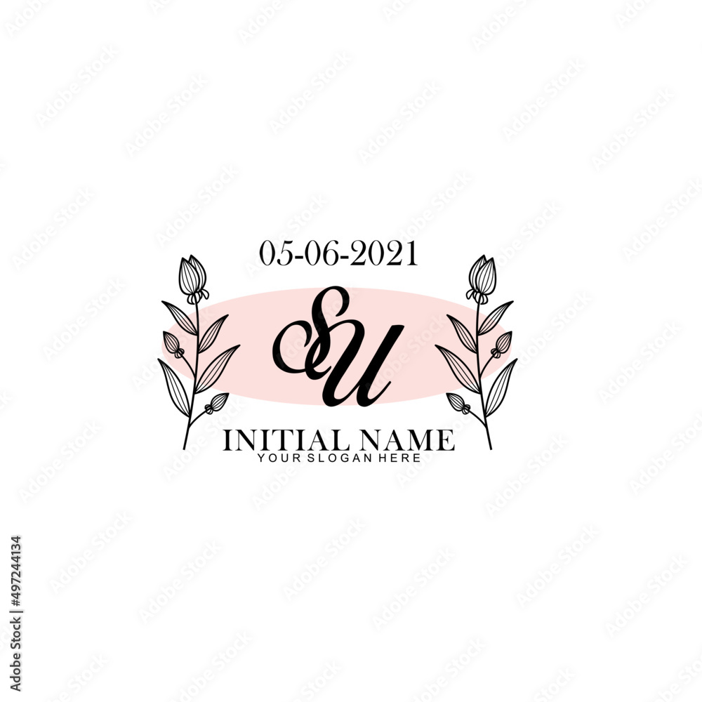 SU Initial letter handwriting and signature logo. Beauty vector initial logo .Fashion  boutique  floral and botanical