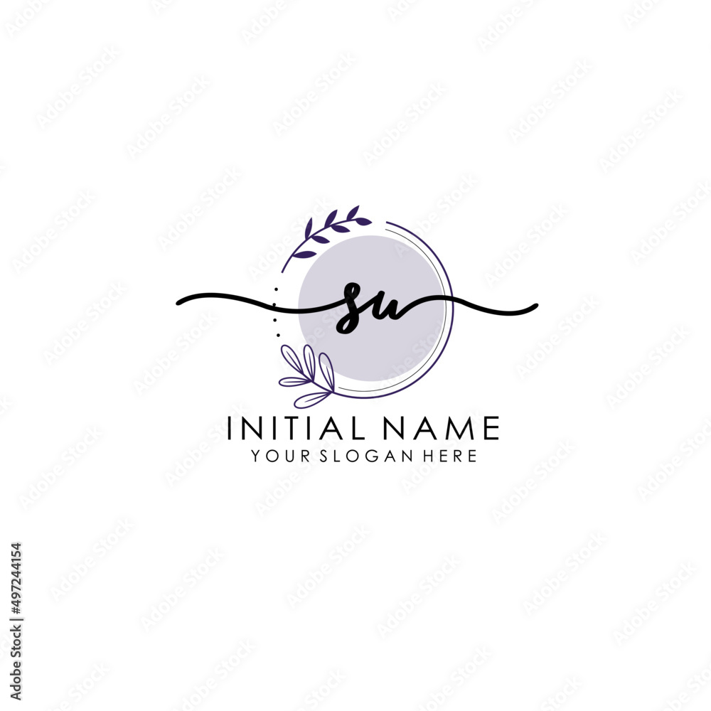 SU Luxury initial handwriting logo with flower template, logo for beauty, fashion, wedding, photography SU Luxury initial handwriting logo with flower template, logo for beauty, fashion, wedding, photography
