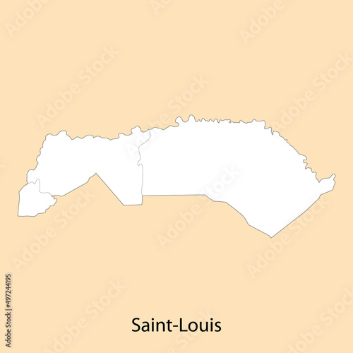 High Quality map of Saint-Louis is a region of Senegal,
