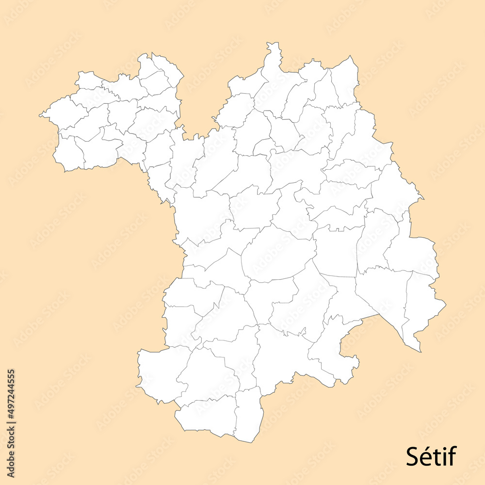 High Quality map of Setif is a province of Algeria