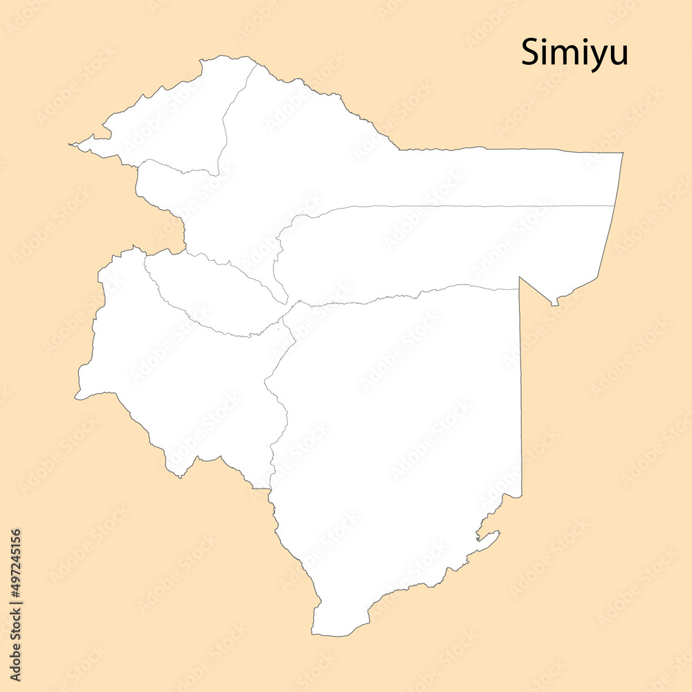 High Quality map of Simiyu is a region of Tanzania