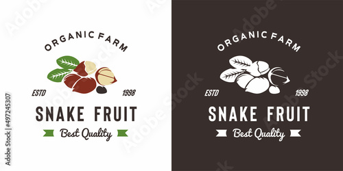 vintage snake fruit logo illustration suitable for fruit shop and fruit farm