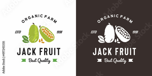 vintage jack fruit logo illustration suitable for fruit shop and fruit farm