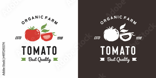 vintage tomato fruit logo illustration suitable for fruit shop and fruit farm