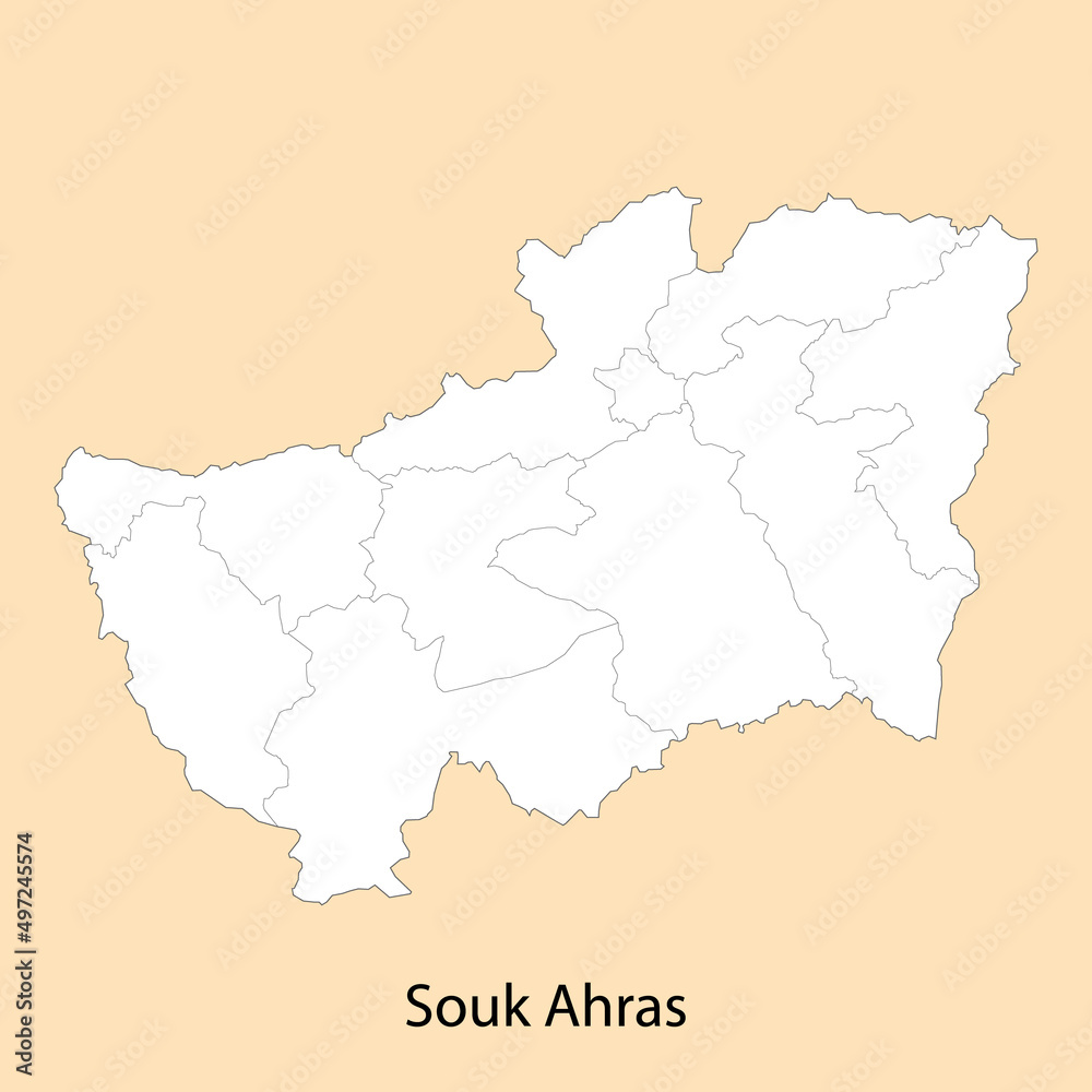 High Quality map of Souk Ahras is a province of Algeria