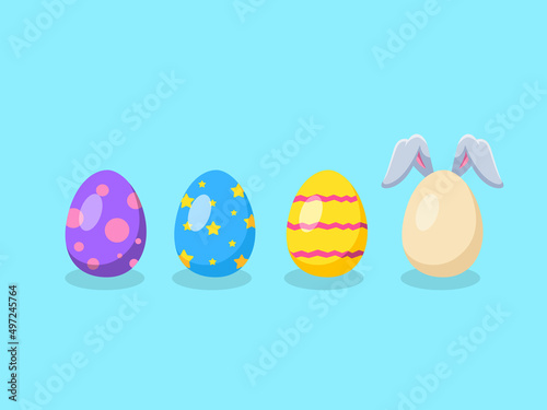 Collection of flat easter eggs. Vector illustration