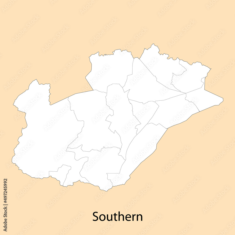 High Quality map of Southern is a region of Zambia