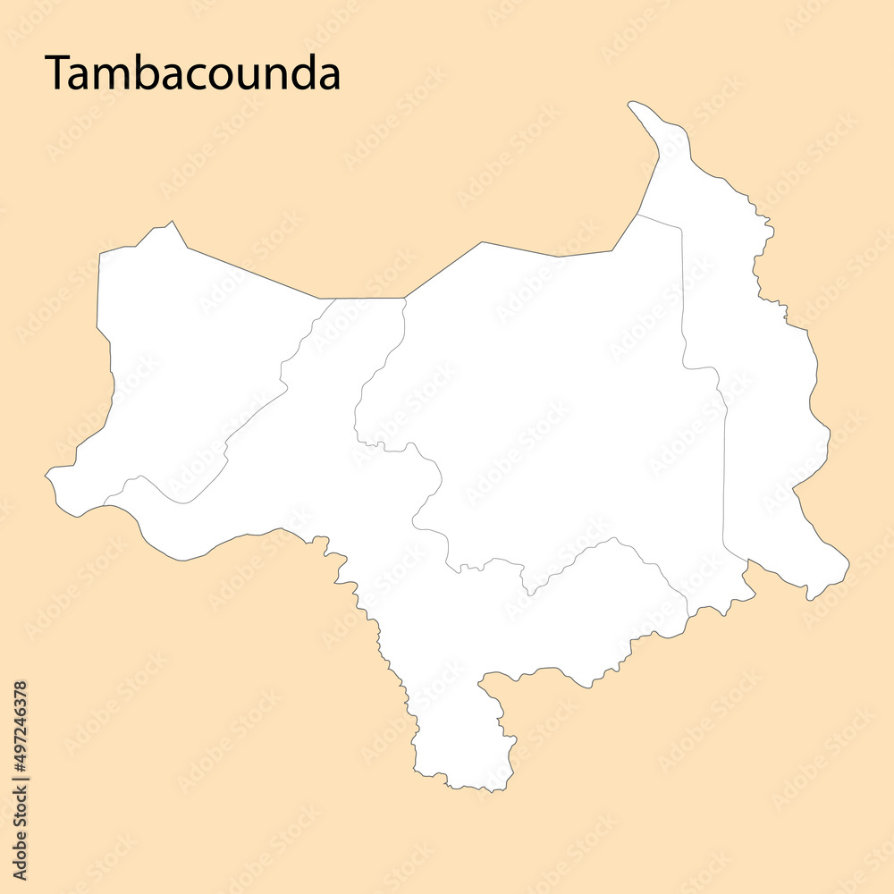 High Quality map of Tambacounda is a region of Senegal,