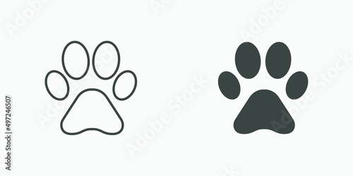 pet paw print, dog, cat icon vector isolated