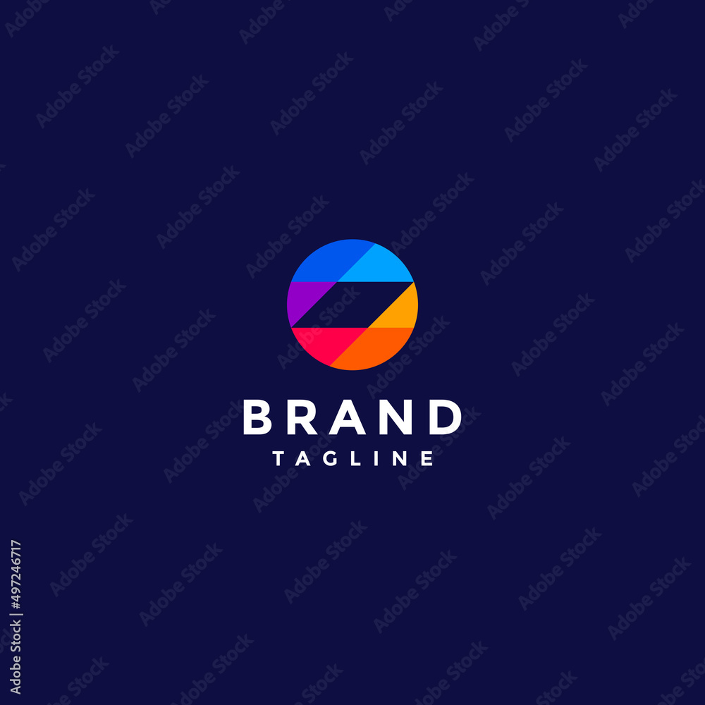 Circle Logo Design with Colorful Diamond Pattern. Letter O logo design with colorful mosaic motif.