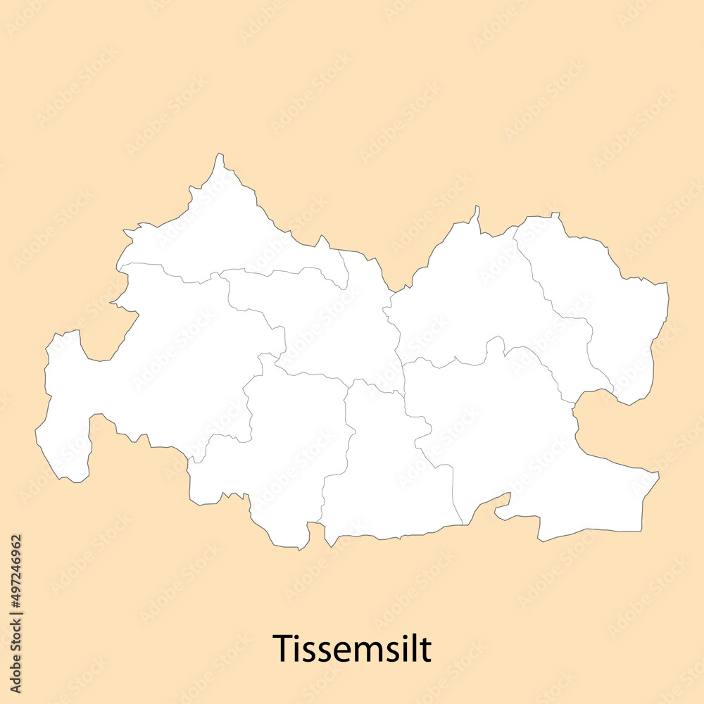 Fototapeta premium High Quality map of Tissemsilt is a province of Algeria