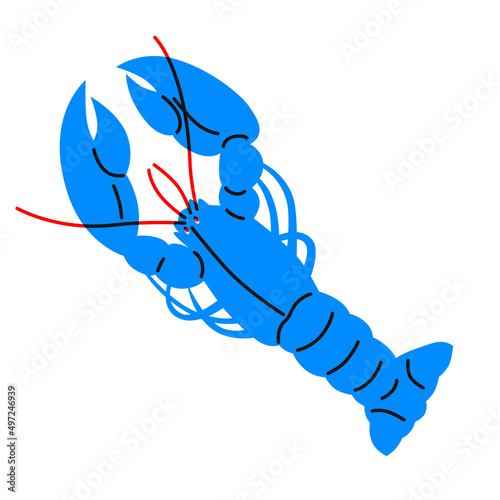 Lobster abstract vector illustration. Cute appetizing Seafood. Hand drawn seafood element. Hand-drawn modern illustrations with Seafood, abstract elements.