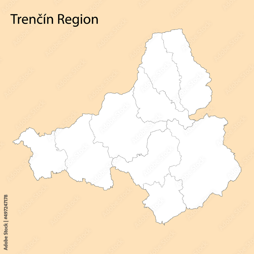 High Quality map of Trencin Region is a province of Slovakia