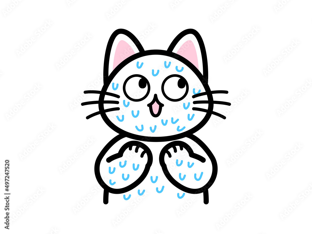 Obraz premium 滝のような汗を流して焦る猫