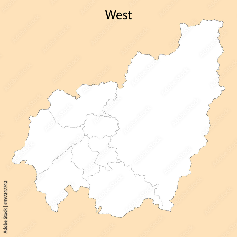 High Quality map of West is a province of Cameroon