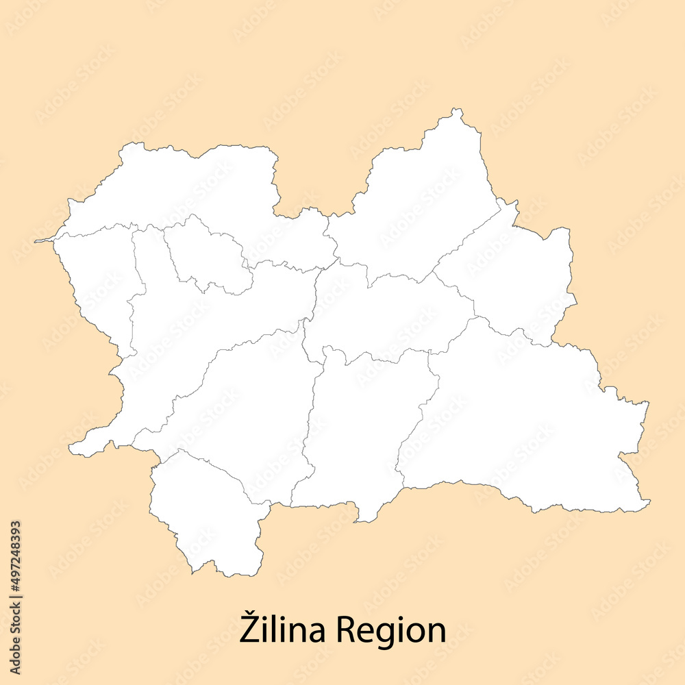 High Quality map of Zilina Region is a province of Slovakia