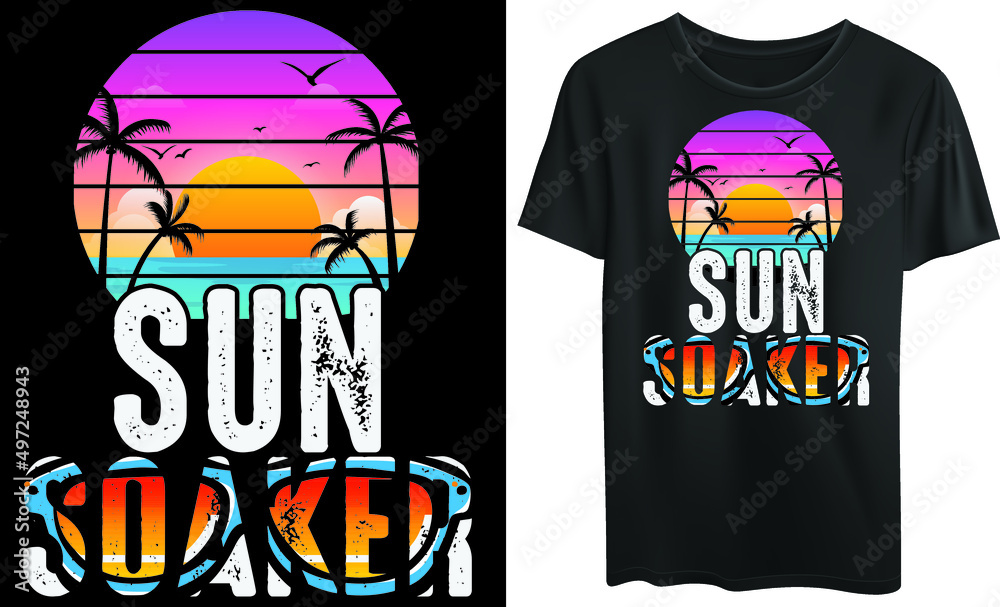 Sun soaker typography t-shirt design, beach, summer, vintage