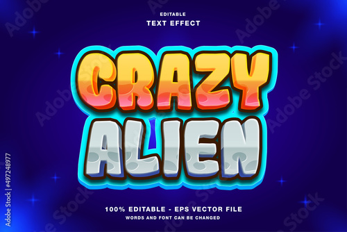 Crazy Alien 3D Game Logo Text Effect