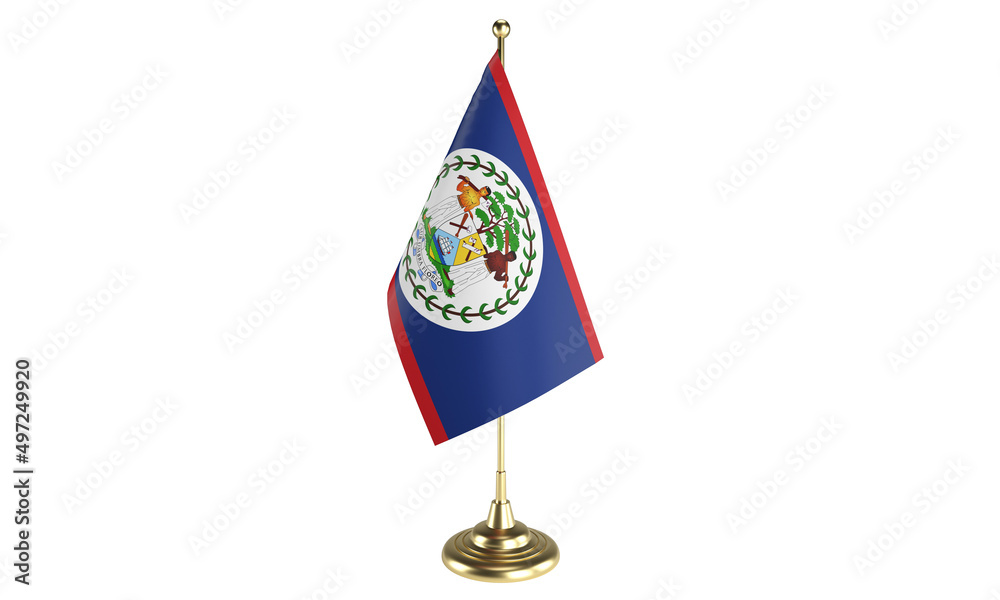 Belize table flag on white background, 3d rendering, isolated Belize table flag on white background, 3d rendering, isolated