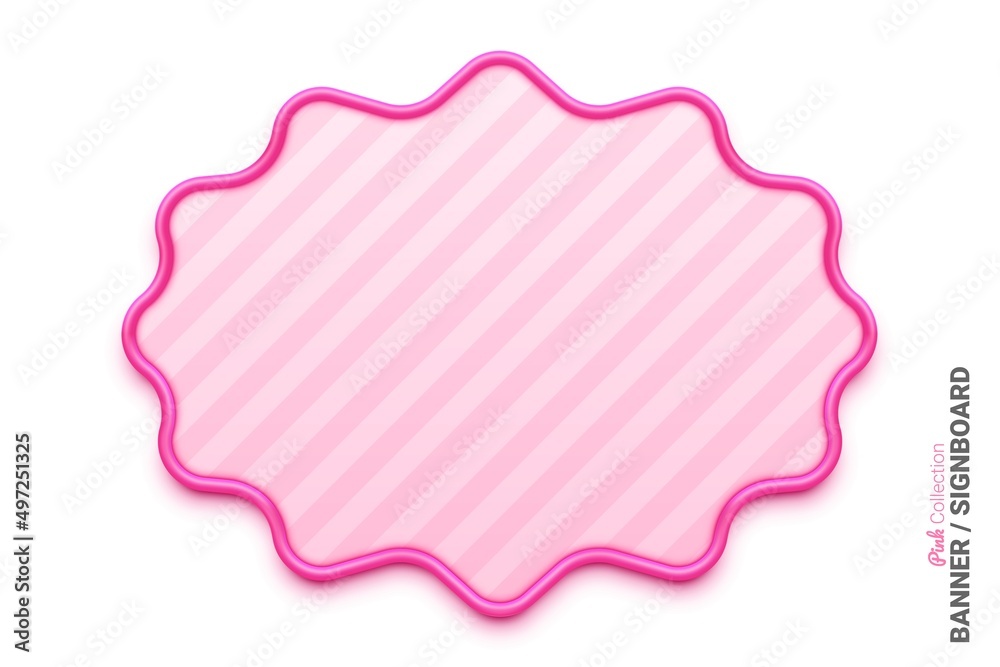 Banner template with pink frame. Star. Empty mockup for text and graphic. Vector illustration Banner template with pink frame. Star. Empty mockup for text and graphic. Vector illustration