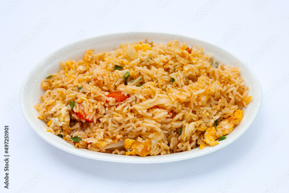Egg fried rice in white plate Egg fried rice in white plate