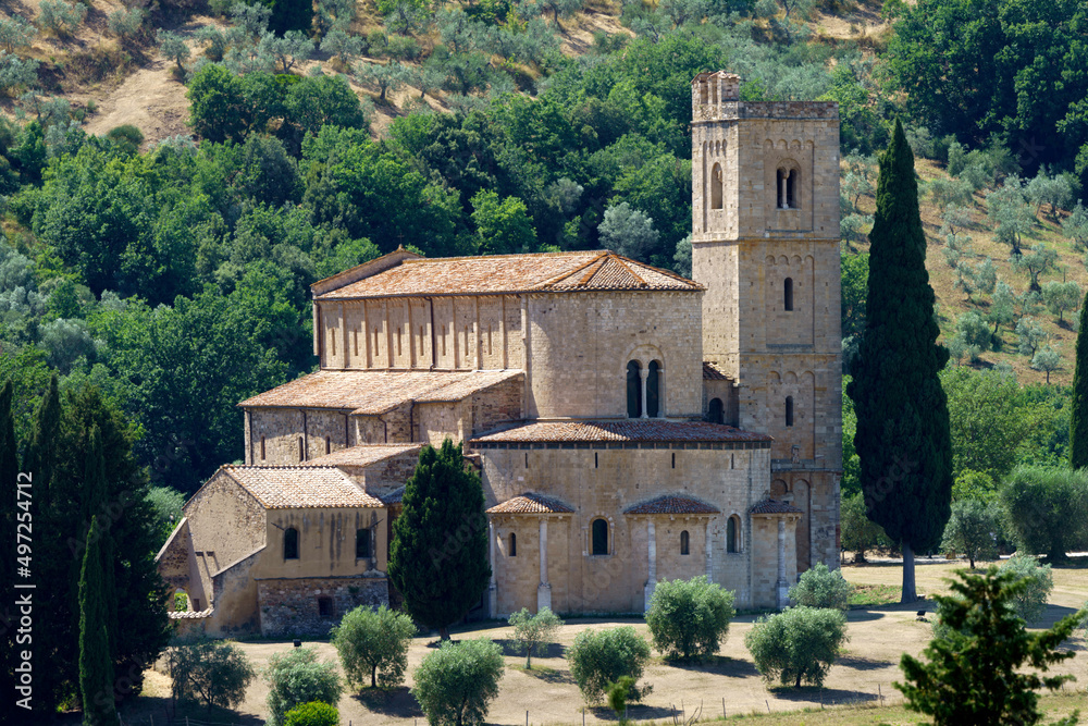 Medieval church of Sant Antimo, Tuscany, Italy